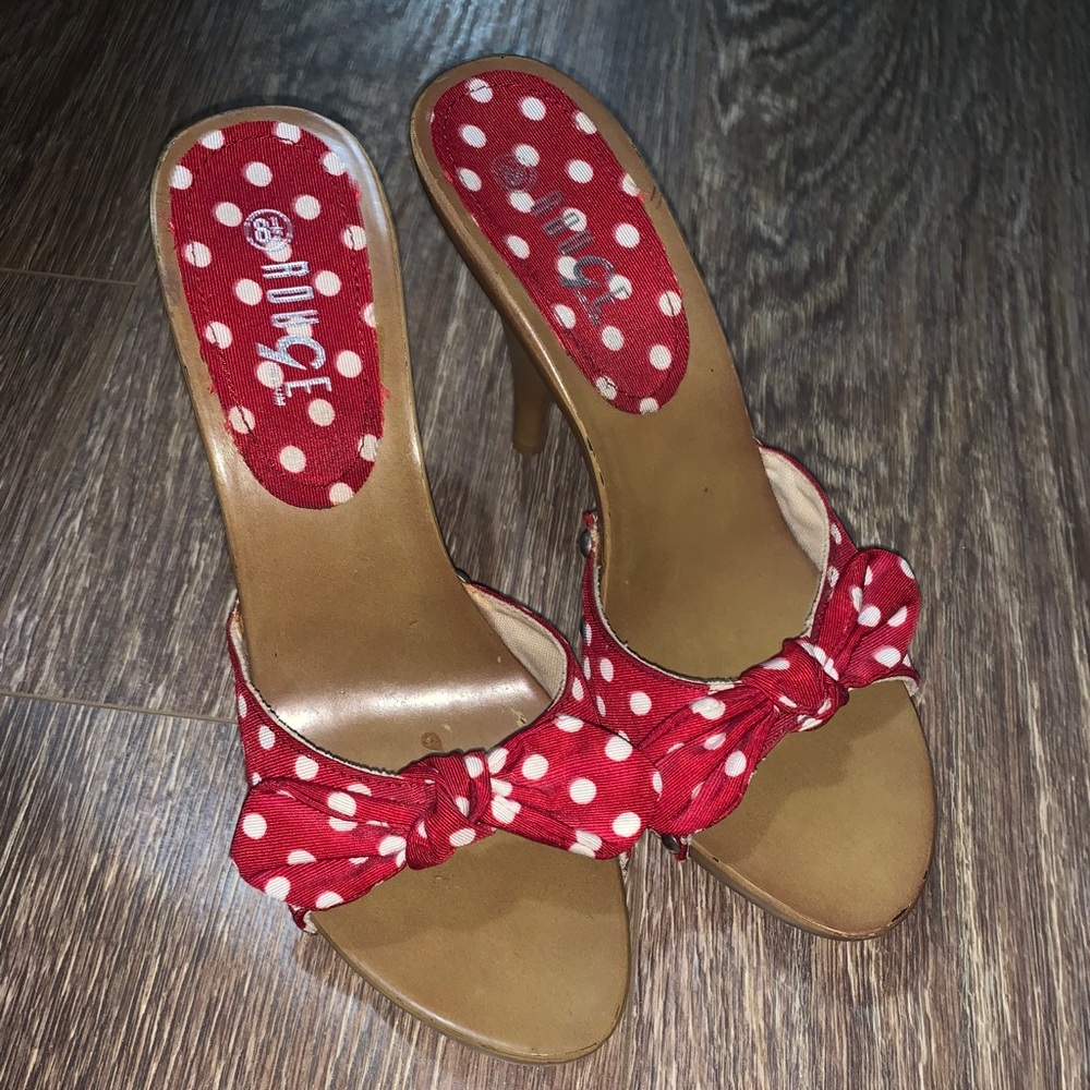 Rouge Polka Dot Peep-Toe Heels